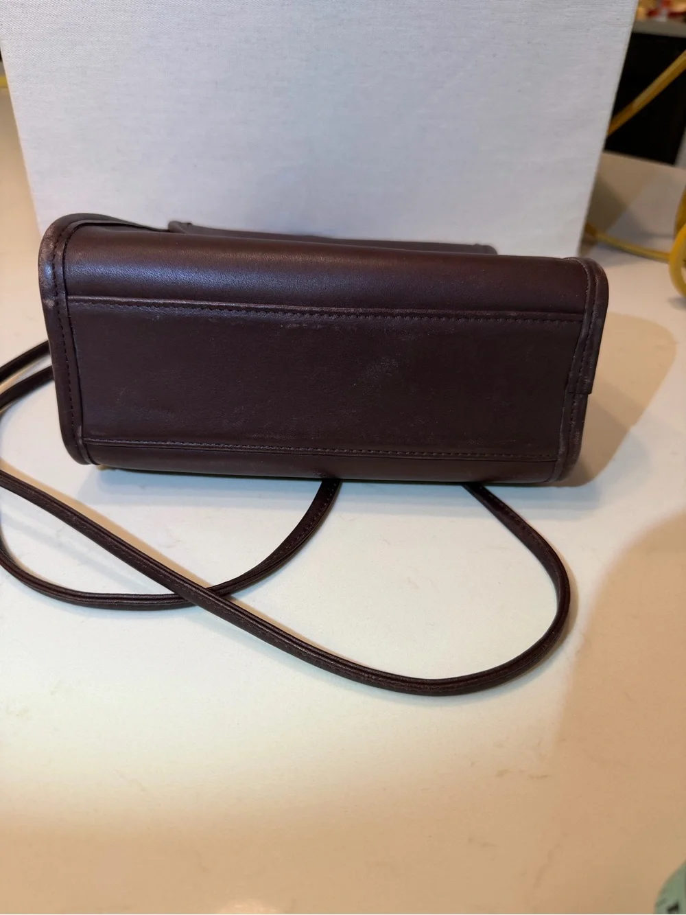 Vintage Coach Regina mahogany Brown Leather Top-Handle Crossbody Bag
